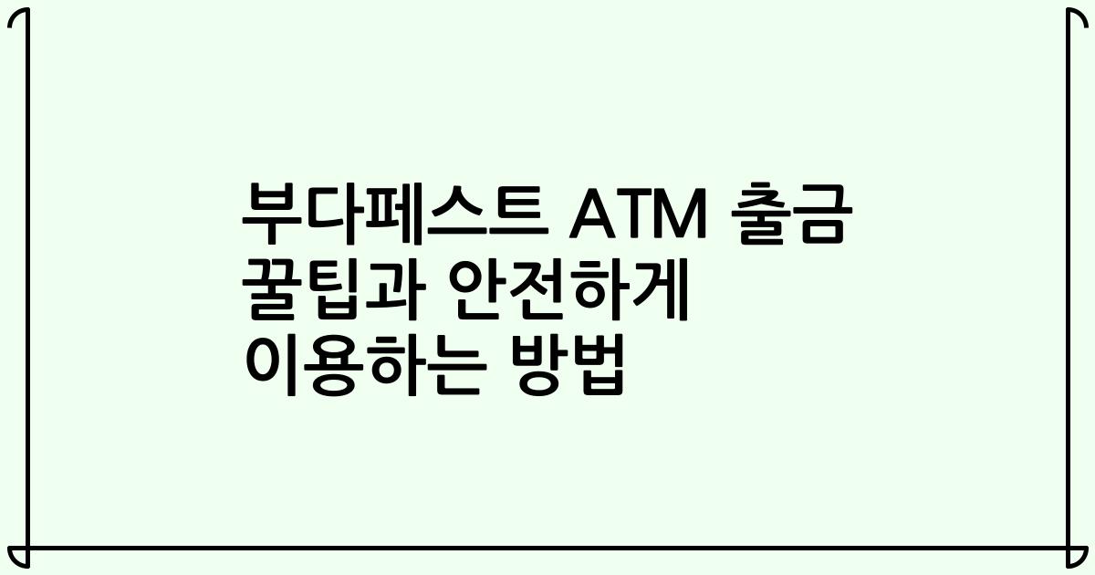 부다페스트 ATM 출금 꿀팁과 안전하게 이용하는 방법