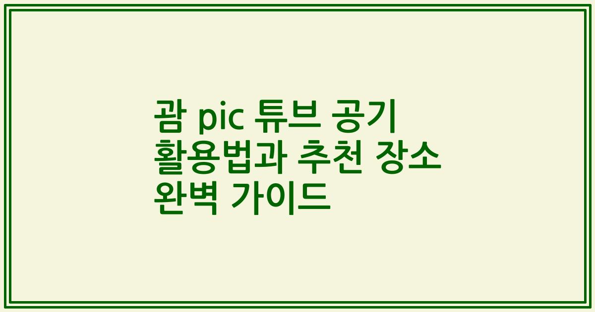 괌 pic 튜브 공기 활용법과 추천 장소 완벽 가이드