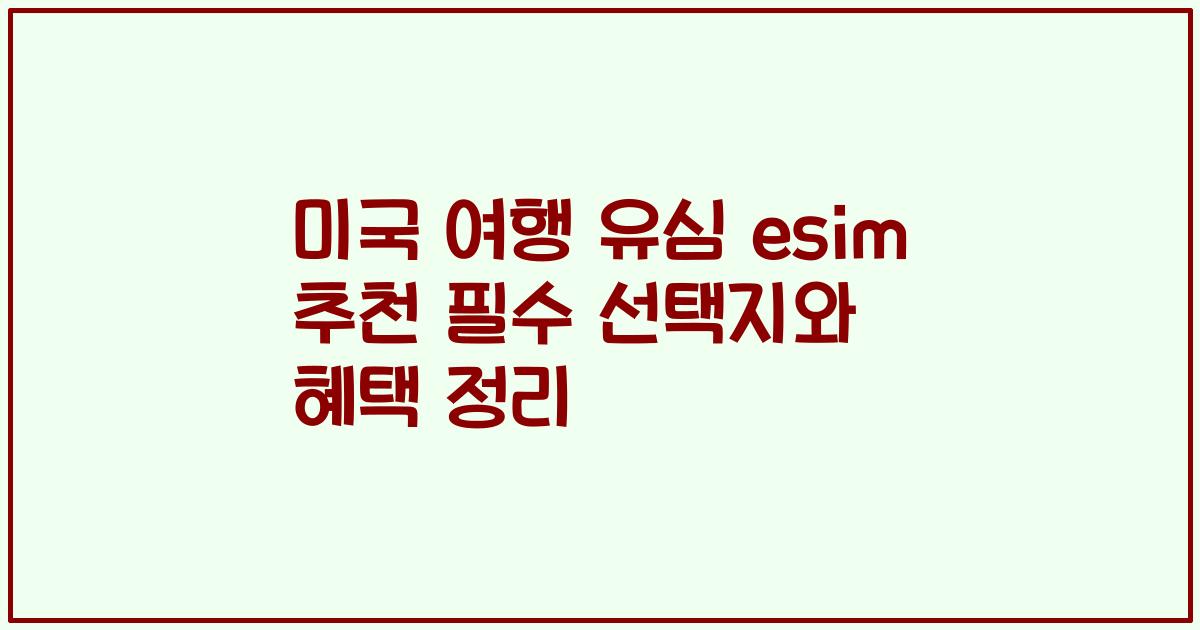미국 여행 유심 esim 추천 필수 선택지와 혜택 정리