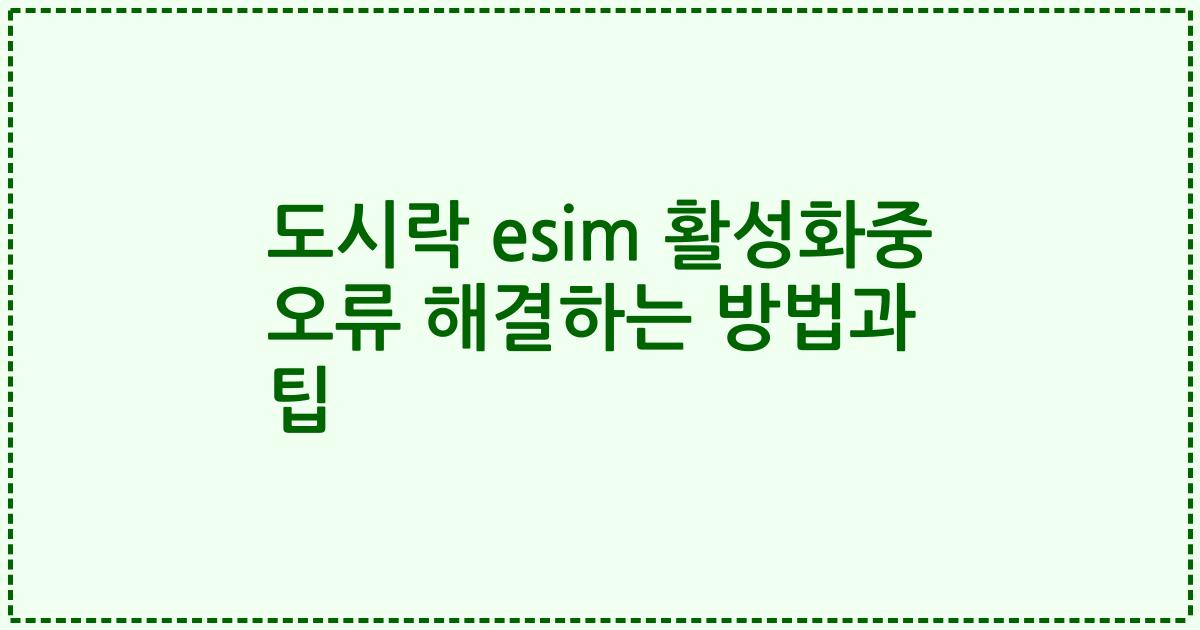 도시락 esim 활성화중 오류 해결하는 방법과 팁