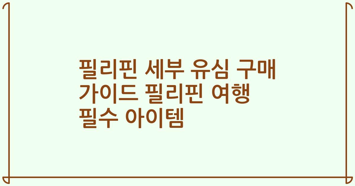 필리핀 세부 유심 구매 가이드 필리핀 여행 필수 아이템