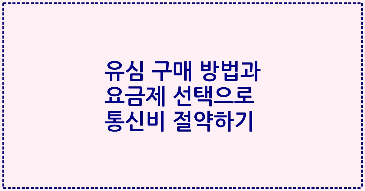유심 구매 방법과 요금제 선택으로 통신비 절약하기