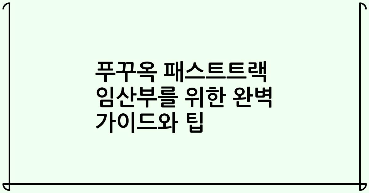 푸꾸옥 패스트트랙 임산부를 위한 완벽 가이드와 팁