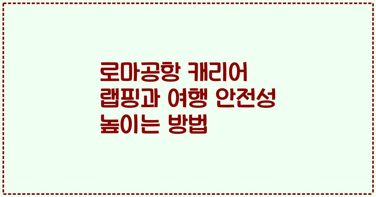 로마공항 캐리어 랩핑과 여행 안전성 높이는 방법