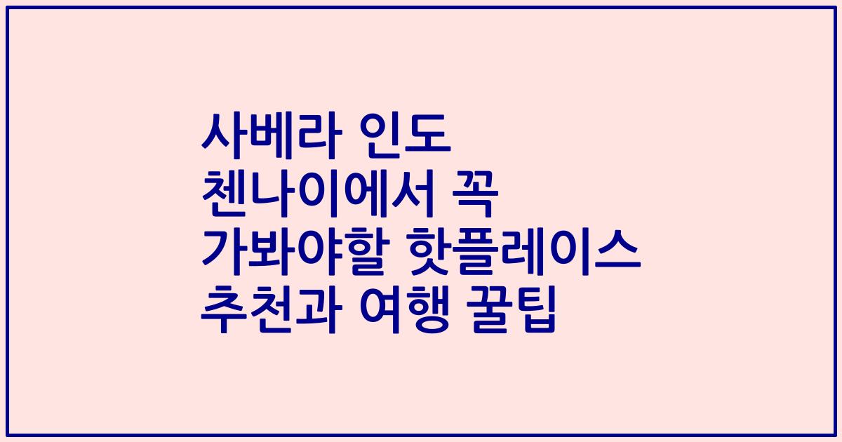 사베라 인도 첸나이에서 꼭 가봐야할 핫플레이스 추천과 여행 꿀팁