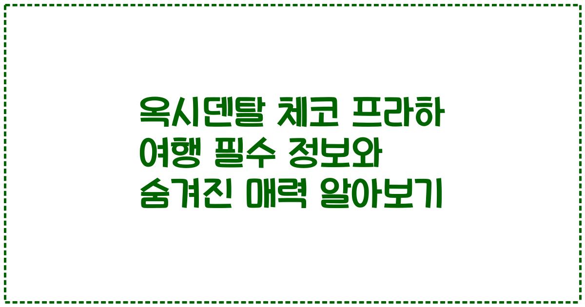 옥시덴탈 체코 프라하 여행 필수 정보와 숨겨진 매력 알아보기