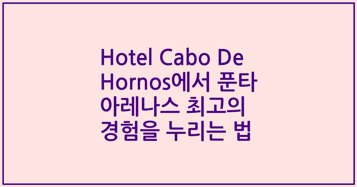 Hotel Cabo De Hornos에서 푼타 아레나스 최고의 경험을 누리는 법